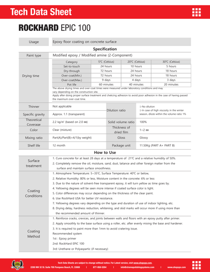 ROCKHARD EPIC 100 3 GAL. KIT - EPOXY FLOORING KIT